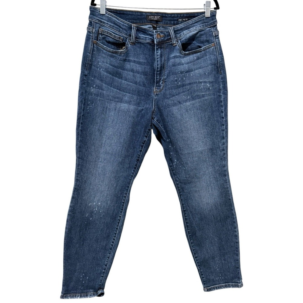 Judy Blue Boyfriend Fit High Rise Jeans Womens Size 16W Blue Distressed Stretch